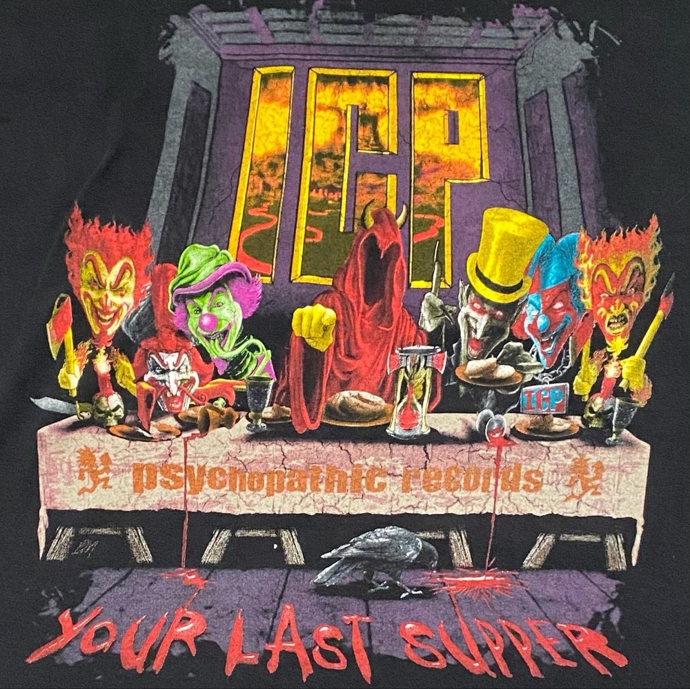 Insane Clown Posse Black T Shirt, Vintage, Last Supper, Size XLarge
